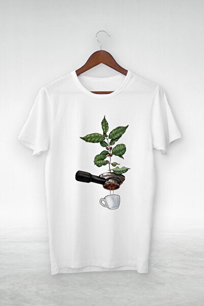 donamod Vtshirt Λευκό -unisex -espresso-εικονογράφηση Σχέδιο- Y-061