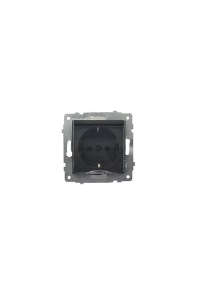 OVİVO Quantum Silver Black Covered Grounded Socket Mechanism Frame