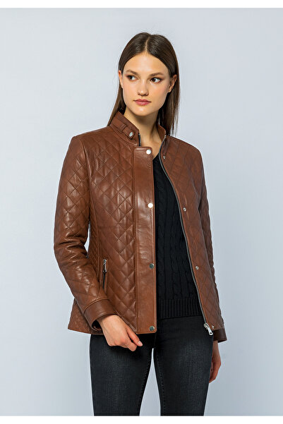 Basics&More سترة جلدية مبطنة للنساء Dunna