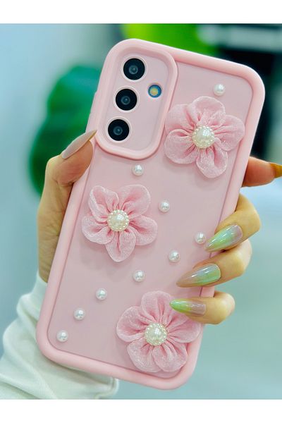 Go Aksesuar جراب سيليكون بتصميم زهرة التول متوافق مع هاتف Galaxy A15 مع لعبة
