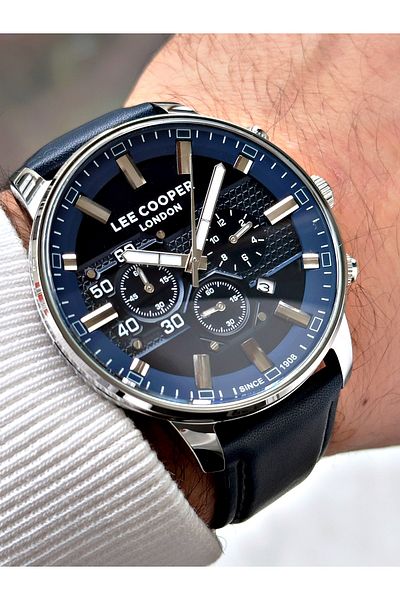 Lee Cooper Function Dark Blue Color Leather Band Men's Wrist Watch 7474.399