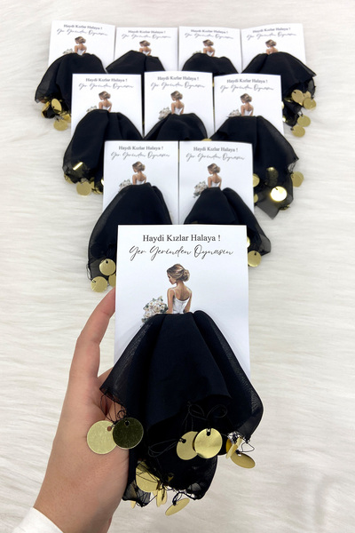 ZEYMERADE بطاقة شيفون ذهبية سوداء هدية منديل هالاي 5 قطع، العروس العريس زفاف ...