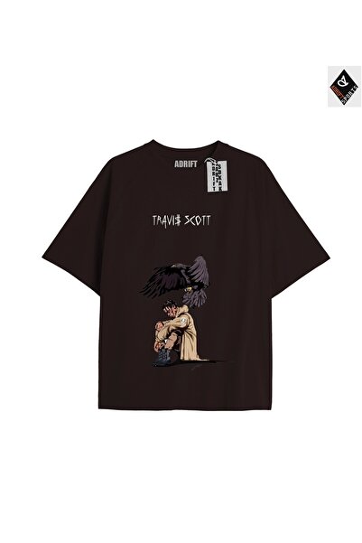 Adrift تي شيرت ترافيس سكوت أسود كبير الحجم للجنسين - قصة مريحة