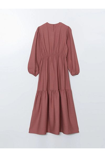 LC Waikiki Γυναικείο φόρεμα LCW Modest Pink Crew Neck