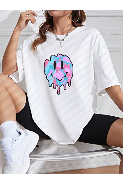 donamod Tricou oversize cu desene animate și design grafic Seria Cartoon/Lett...