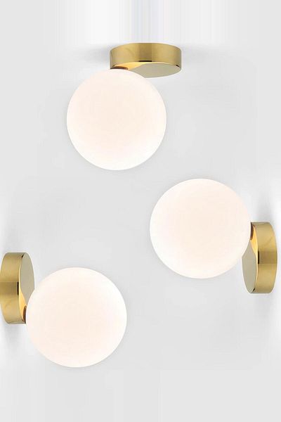 Ömür Avize Polly Modern Design Antique Case White Closed Glass Versatile Sconce Single Chandelier