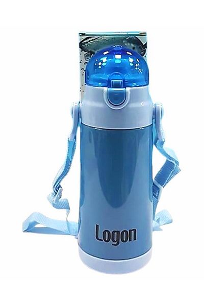 Logon قارورة زرقاء - مع قش فولاذي، 350 مل