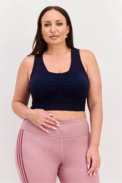 adidas Women Plus Size Textured Padded Sports Bra, Navy
