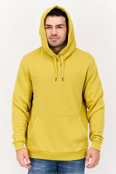 Esprit Men Hood With Drawstring Long Sleeve Brand Logo Sweatshirts, Mustard Yellow