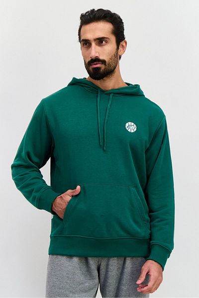 New Balance Men Relaxed Fit Long Sleeve Outdoor Hooded Sweatshirt, Green