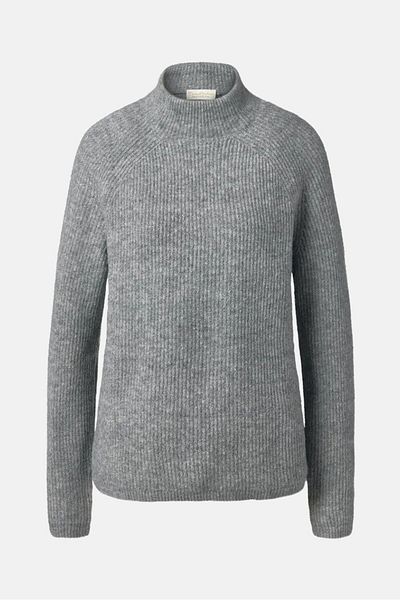 Tchibo Women Mock Collar Long Sleeves Knit Sweater, Grey