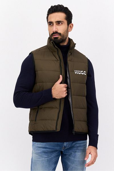 Hugo Boss Men Brand Logo Vest Jacket, Olive