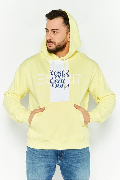 Esprit Men Hooded Long Sleeves Graphic Print Sweatshirt, Yellow