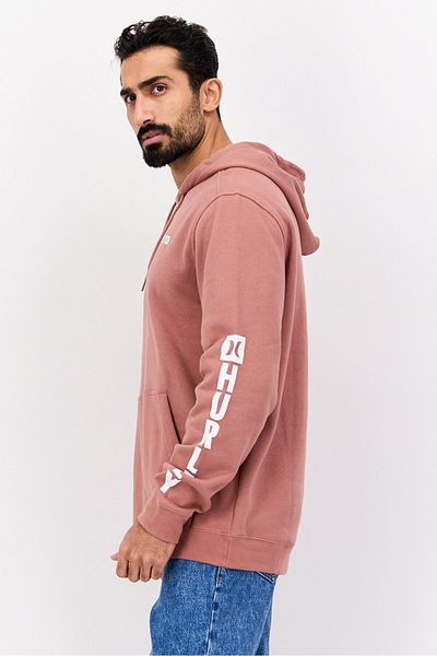 Hurley Men Brand Logo Long Sleeves Hooded Sweatshirt, Old Rose