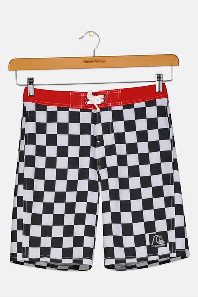 Quiksilver شورت سباحة منقوش للأولاد، أسود