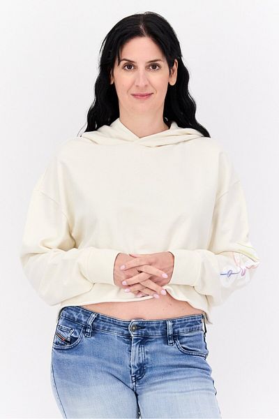 Hugo Boss Women Hooded Solid Long Sleeves Sweatshirt, Beige