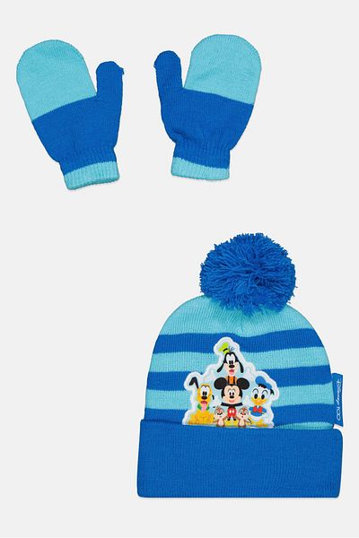 Disney Kids Boy 2 Pcs Beanie And Winter Gloves, Blue