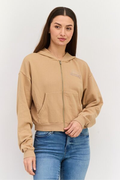 Hurley سويت شيرت نسائي بأكمام طويلة وغطاء للرأس، لون بني