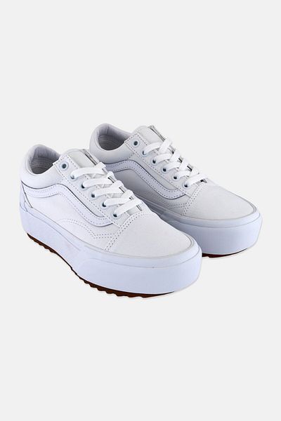 Vans Kids Boy Old Skool Stac Lace Up Shoes, White