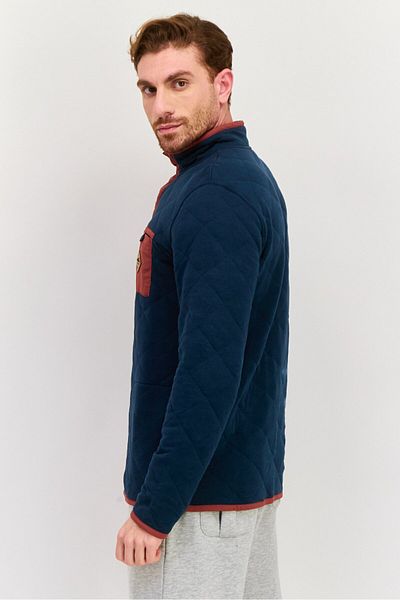 Hurley Men Mock Neck Quilted Long Sleeves Sweatshirt, Navy
