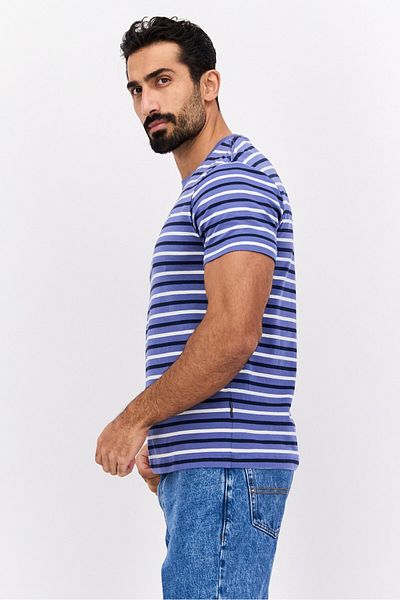 Vince Camuto Men Crew Neck Short Sleeves Stripe T-shirt, Blue Combo