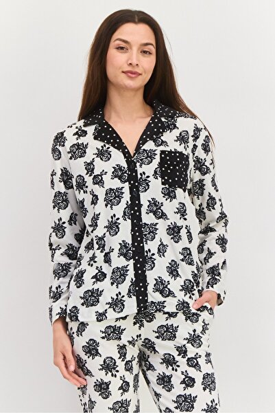 Anne Klein Women 2 Piece Allover Print Top And Bottom Pajama, Multicolor