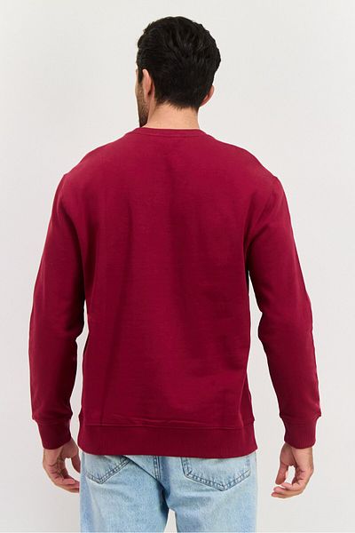 Lee Men Crew Neck Brand Logo Long Sves Sweatshirt, Burgundy