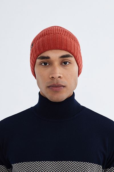 Nordbron Men's Tile Soft Cotton Print Beret Stretchy Double Fold Winter Logo Basic Knitwear Davis