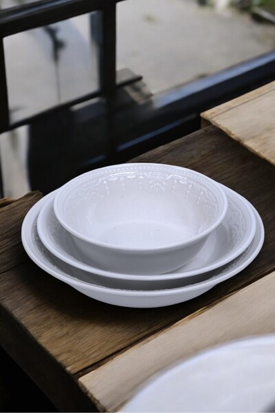 Kütahya Porselen Lidya White Porcelain Pit Dinner Plate 17 cm - 6 Pieces