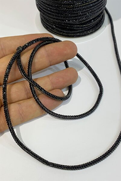 Hayalperest boncuk Siyah Full Taşlı Boru Şerit