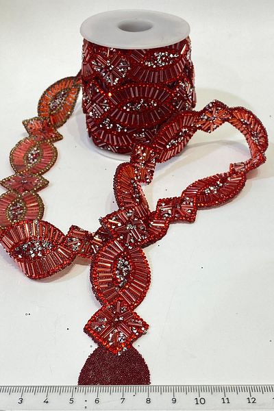 Hayalperest boncuk Oval Accessory - Iron-On Stoned and Beaded Strip