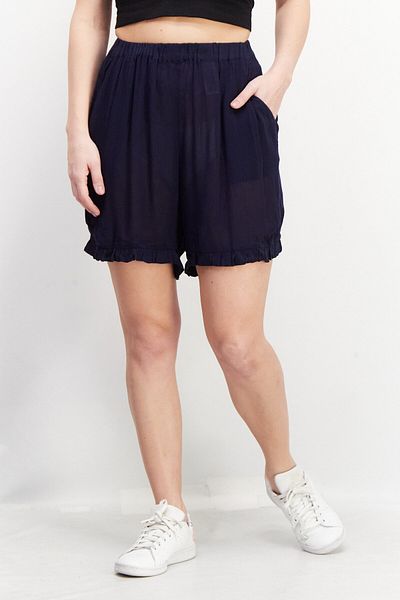 NA-KD Women Textured Basic Short, Navy