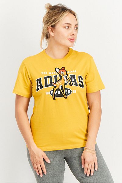 adidas Women Sportwear Short Sleeve Training T shirt, Mustard Combo