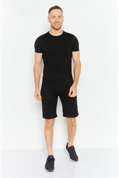 French Connection Men 2 Pcs Solid Short Sleeve T-Shirt And Shorts Set, Black