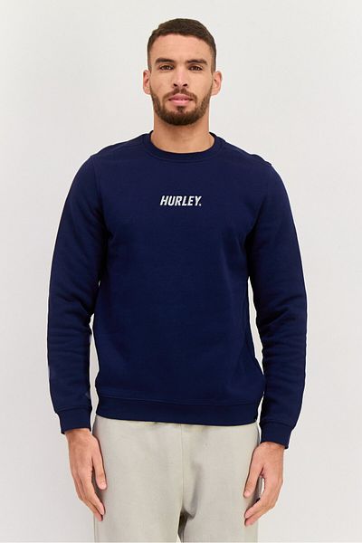 Hurley Men Sportswear Fit Long Sleeve Training Fleece Sweatshirt, Navy