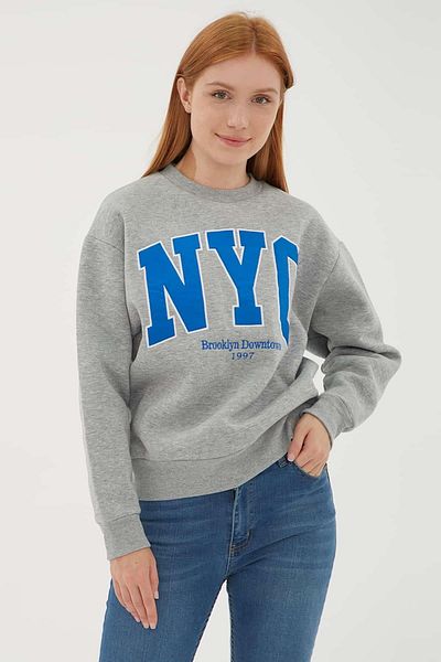 Fashion Friends Sweat brodat Gri Melange