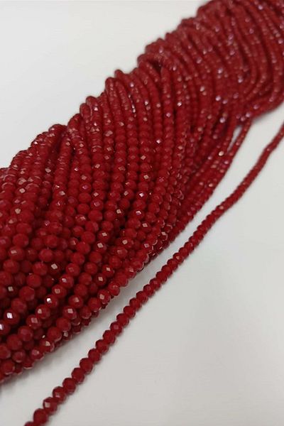 Hayalperest boncuk Κόκκινες σκούρες κρυστάλλινες χάντρες 4 mm