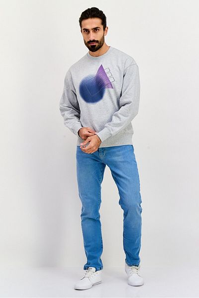 Esprit Men Crew Neck Embroidered Long Sleeves Sweatshirt, Grey
