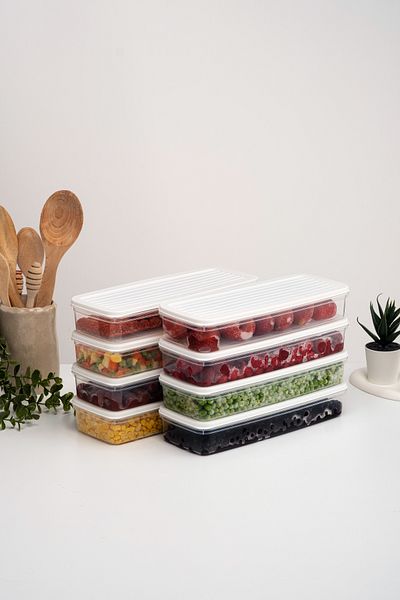 netteucuzluk 8-Piece White Refrigerator Organizer - Suitable for Microwave and Freeze, 1170 ml Storage Container