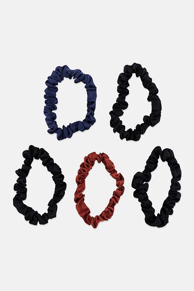 Goody Kids Girl 5 Piece Plain Scrunchies, Black Combo