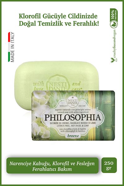 Nesti Dante Philosophia Breeze 250 g Solid Soap - Skin Tone Equalizer, Citrus Peel and Basil