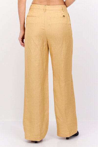 Scotch & Soda Women Tailored Fit Solid Edie Wide Leg Pants, Beige