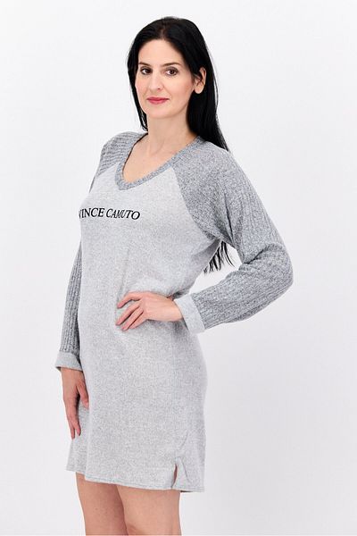 Vince Camuto Women Brand Logo Long Sleeves Sleepwear Dress, Grey