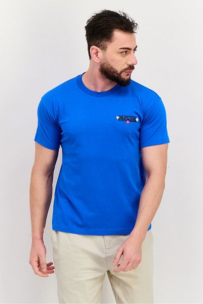 Esprit Men Crew Neck Short Sleeves Brand Logo T-shirt, Royal Blue