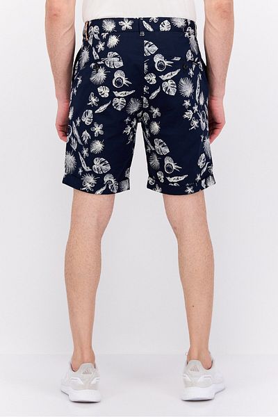 Scotch & Soda Men Slim Fit Allover Print Basic Shorts, Navy