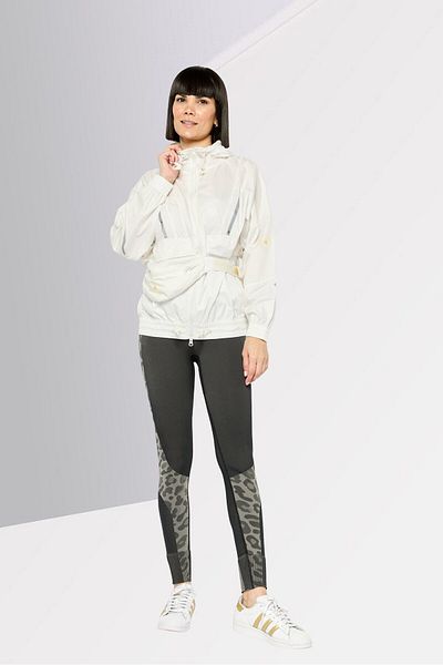 adidas Women Sportwear Fit Long Sleeve Packable Outdoor Windbreaker Jacket, White
