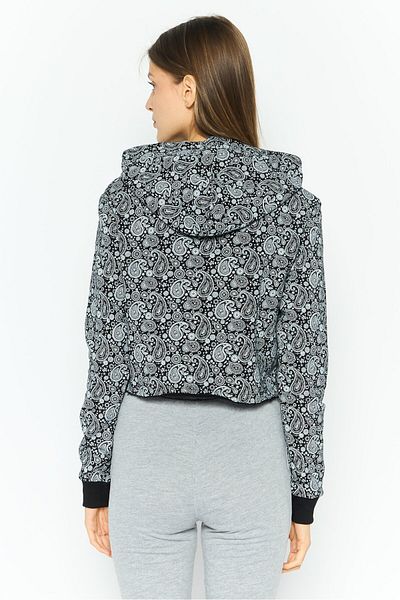 Hurley Women Hooded Paisley Long Sleeves Sweatshirt, Black