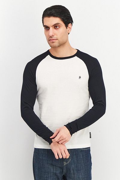 French Connection Men Crew Neck Long Sleeves Brand Logo T-shirt, White
