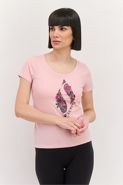 SKECHERS Women Sportswear Fit Short Sleeve Outdoor T-shirt, Pink