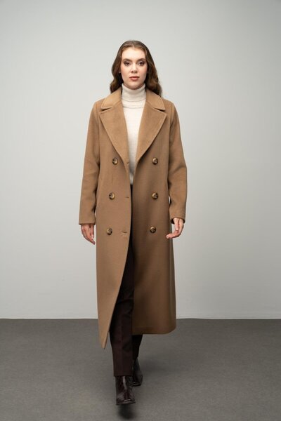 Olcay K. KAMEL 3055 - Exclusive Double Breasted Coat with Point Detail